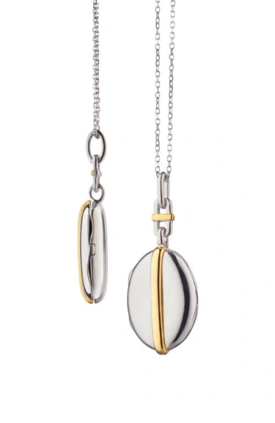 Monica Rich Kosann Tess Slim Oval Locket Necklace In Silver