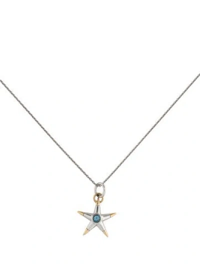 Pre-owned Monica Rich Kosann Topaz Star Pendant Necklace, 17" In Multi