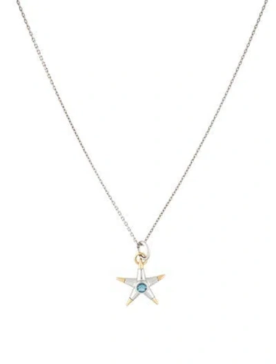 Pre-owned Monica Rich Kosann Topaz Star Pendant Necklace, 17" In Multicolor
