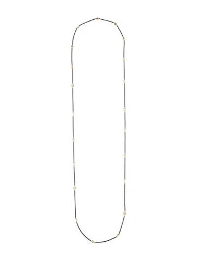 Pre-owned Monica Rich Kosann Two-tone Moonstone & Diamond Station Necklace, 47.5", 47.5" In Multi