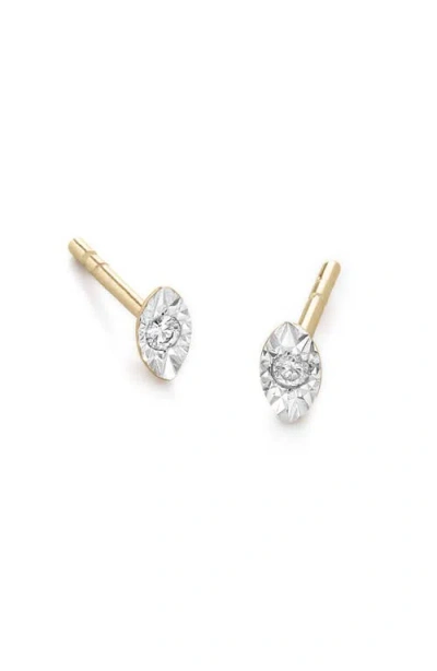 Monica Vinader 14k Gold Diamond Marquise Flat Back Stud Earrings