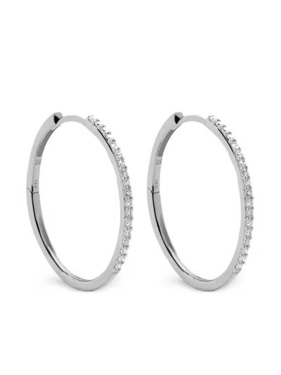 Monica Vinader 14k White Gold Medium Hoops Earrings In Metallic