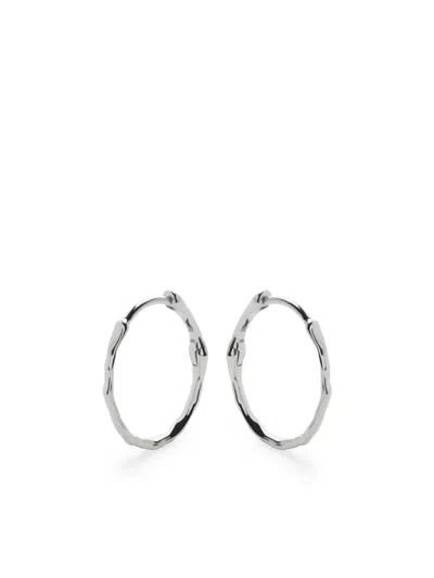 Monica Vinader 14k White Gold Small Siren Hoops In Silver