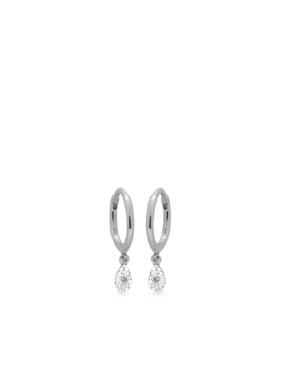 Monica Vinader 14k White Gold Teardrop Mini Hoops Earrings In Silver