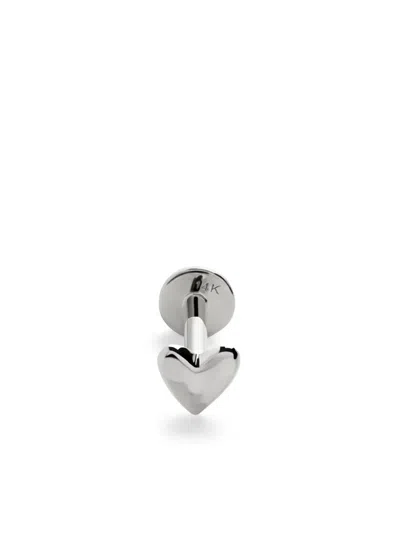Monica Vinader 14kt White Gold Heart Single Earring In Silver