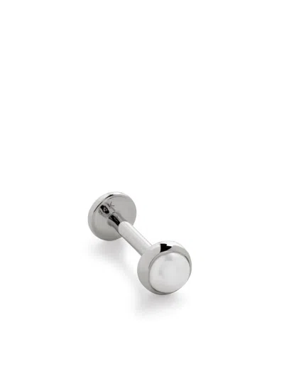 Monica Vinader 14kt White Gold Pearl Single Earring In Silver