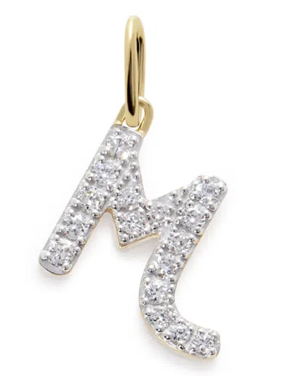 Monica Vinader 14kt Yellow Gold M Charm Diamond Necklace