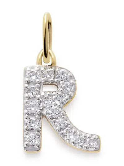 Monica Vinader 14kt Yellow Gold R Charm Diamond Necklace