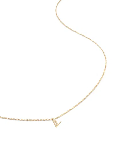 Monica Vinader 14kt Yellow Gold Small Initial V Necklace In 金色
