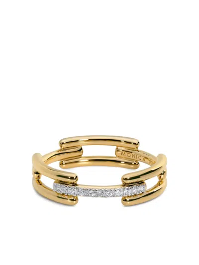 Monica Vinader 18k Gold Vermeil And Silver Link Diamond Ring In White