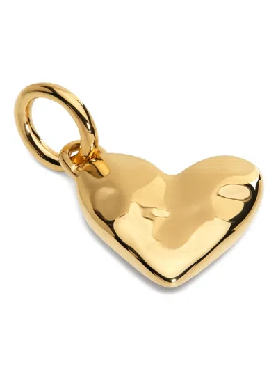 Monica Vinader 18k Gold-vermeil Heart-pendant Necklace In Brown