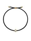 Monica Vinader 18k Gold-vermeil Pear-diamond Cord Bracelet In Brown