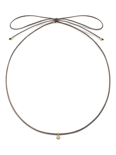 Monica Vinader 18k Gold-vermeil Solitaire-diamond Cord Necklace In Gray