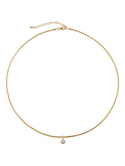 Monica Vinader 18k Gold-vermeil Solitaire-diamond Necklace In Brown