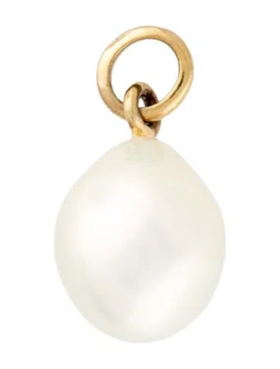 Pre-owned Monica Vinader 18k Vermeil 'baroque Pearl' Pendant, 0.75" In Multicolor