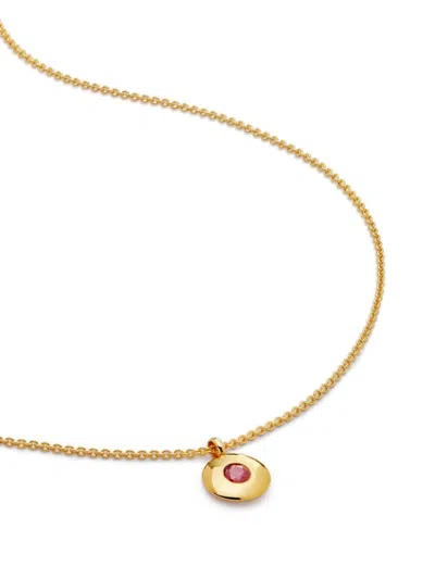 MONICA VINADER 18KT RECYCLED GOLD VERMEIL BIRTHSTONE RUBY PENDANT NECKLACE