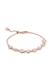 Monica Vinader Rose Gold Siren Bezel Gemstone Chain Bracelet Rose Quartz In Pink