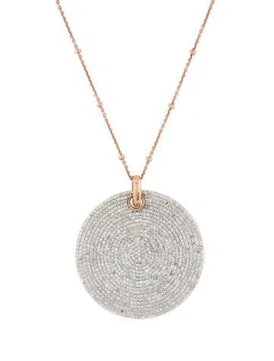 Pre-owned Monica Vinader 2.14ctw Diamond Ava Large Disc Pendant Necklace, 18" In Multi