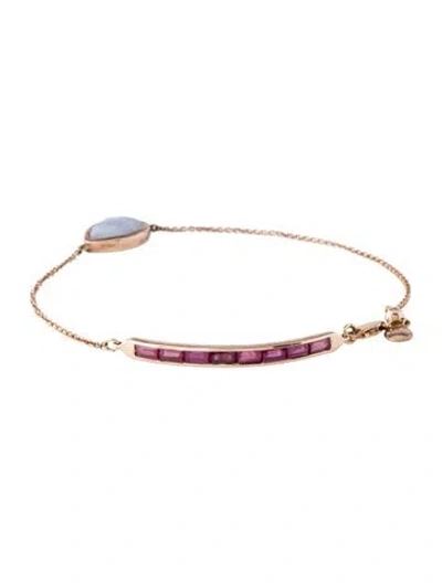 Pre-owned Monica Vinader Agate & Glass-filled Ruby Bracelet, 8" In Multicolor