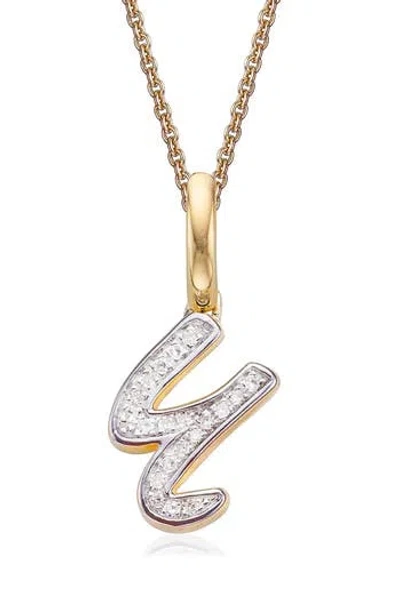 Monica Vinader Alphabet Diamond Pavé Pendant Charm In Gold/diamond- U