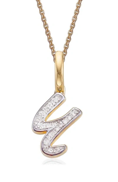 Monica Vinader Alphabet Diamond Pavé Pendant Charm In Gold/diamond- U