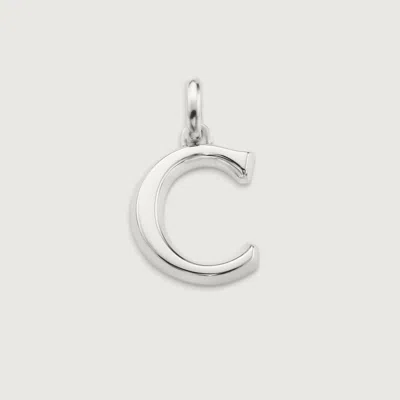 Monica Vinader Alphabet Pendant C, Sterling Silver In Metallic