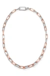 Monica Vinader Rose Gold Alta Capture Mixed Metal Charm Necklace In Gold