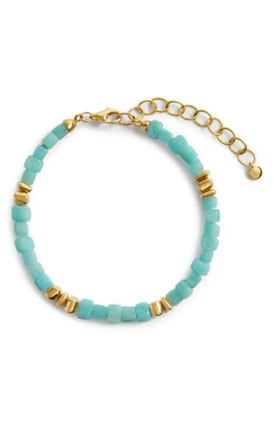 Monica Vinader Amaia Amazonite Beaded Bracelet In Gold