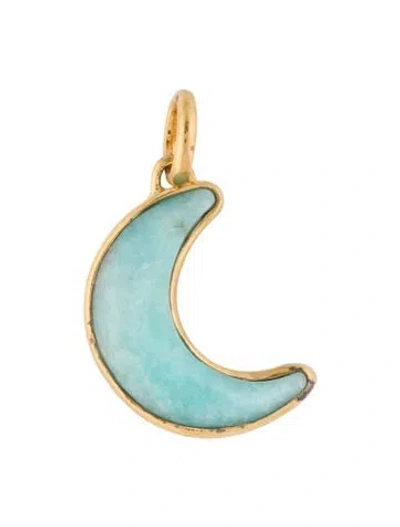Pre-owned Monica Vinader Amazonite Crescent Moon Pendant, 0.75" In Multi