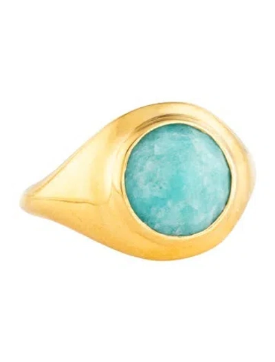 Pre-owned Monica Vinader Amazonite Eclipse Signet Ring In Multicolor