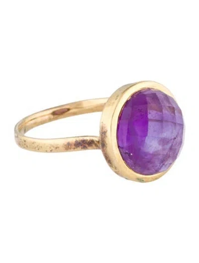 Pre-owned Monica Vinader Amethyst Medina Facet Ring In Multi
