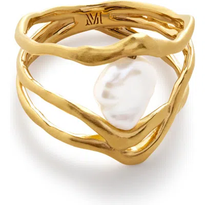 Monica Vinader Amy Powney Keshi Pearl Ring In White/gold