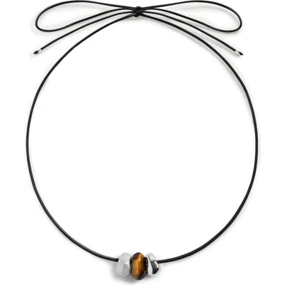 Monica Vinader Antica Gemstone Cord Necklace In Silver