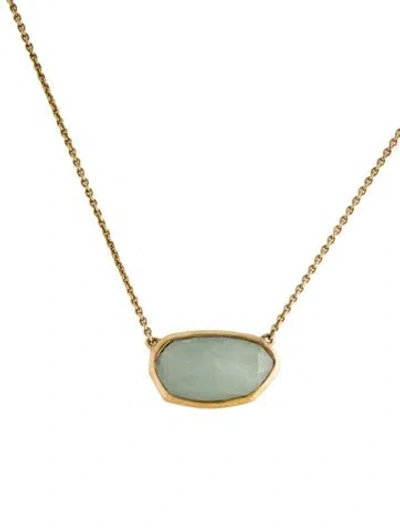 Pre-owned Monica Vinader Aquamarine Capri Pendant Necklace, 19" In Multi