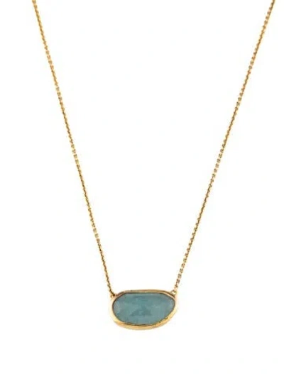 Pre-owned Monica Vinader Aquamarine Capri Pendant Necklace, 19.5" In Multi