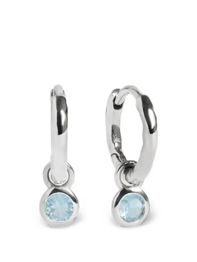 Monica Vinader Aquamarine-charm Hoop Earrings In Silver