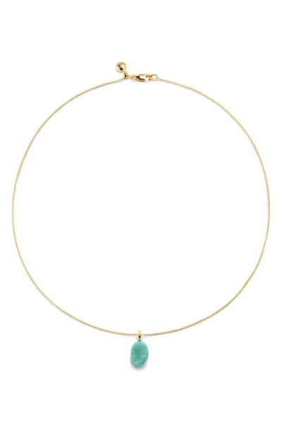 Monica Vinader Aria Amazonite Pendant Necklace In Gold