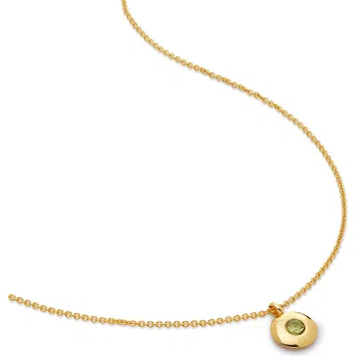 Monica Vinader August Birthstone Peridot Pendant Necklace In 18k Gold Vermeil/august