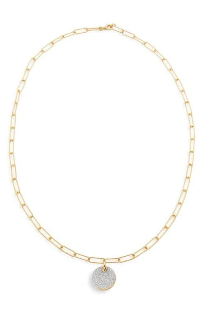 Monica Vinader Ava Diamond Disc Pendant Necklace In 18k Gold Vermeil/diamond