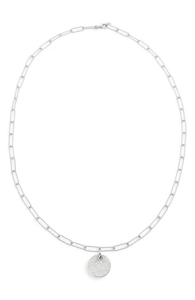 Monica Vinader Ava Diamond Disc Pendant Necklace In Sterling Silver/diamond