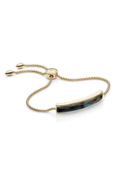 Monica Vinader Baja Facet Slider Bracelet In Gold/labradorite