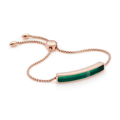 Monica Vinader Baja Green Onyx Bracelet, Rose Gold Vermeil On Silver