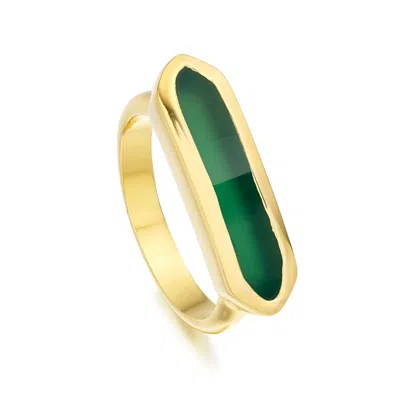 Monica Vinader Baja Green Onyx Ring, Gold Vermeil On Silver
