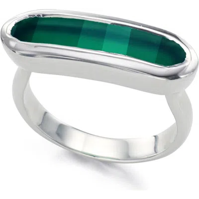 Monica Vinader Baja Green Onyx Ring In Silver