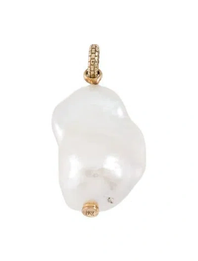 Pre-owned Monica Vinader Baroque Pearl Large Pendant In Multi