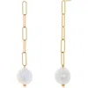 Monica Vinader Baroque Pearl Linear Drop Earrings In Gold