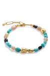 Monica Vinader Beaded Stone Bracelet In 18ct Gold Vermeil / Turquoise