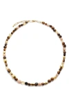 Monica Vinader Beaded Stone Necklace In 18ct Gold Vermeil / Tigers Eye