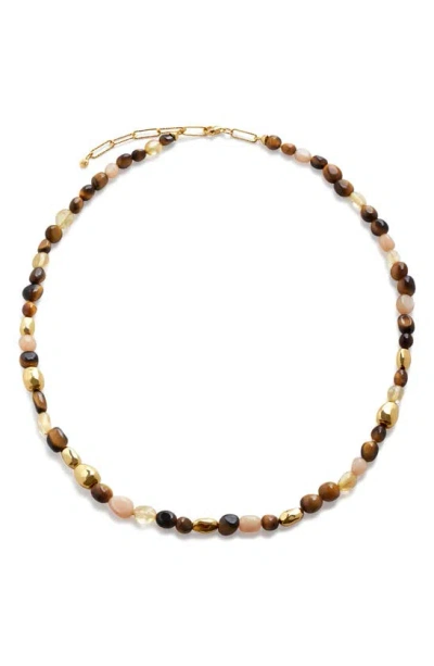 Monica Vinader Beaded Stone Necklace In Gold