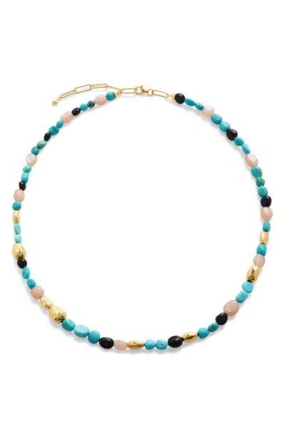 Monica Vinader Beaded Stone Necklace In 18ct Gold Vermeil / Turquoise